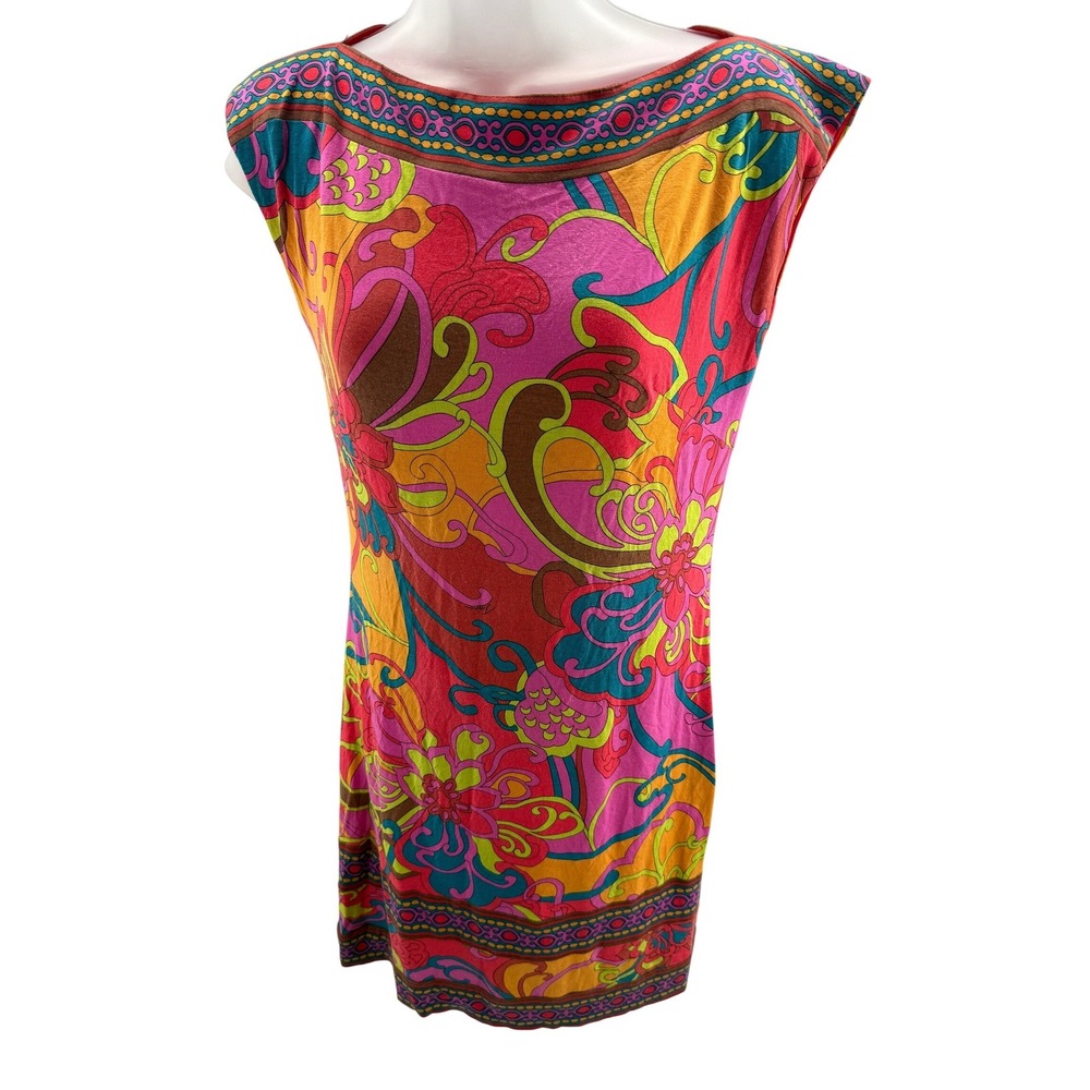 Trina Turk Multicolor Psychedelic Lined‎ Shift Dress Womens Size 0